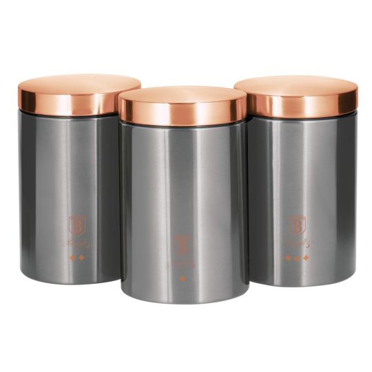 Berlinger Haus Σετ Δοχεία Αποθήκευσης Τροφίμων από Ανοξείδωτο Ατσάλι 3 τμχ Moonlight Edition BH-6273