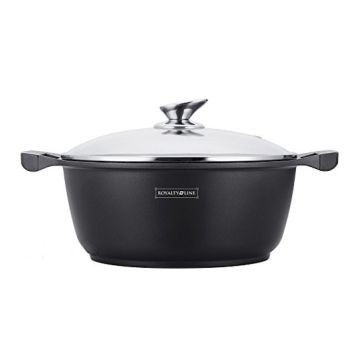 RL-BS30M Κατσαρόλα 30cm με Αντικολλητική Επίστρωση Μαρμάρου & Γυάλινο Καπάκι Royalty Line