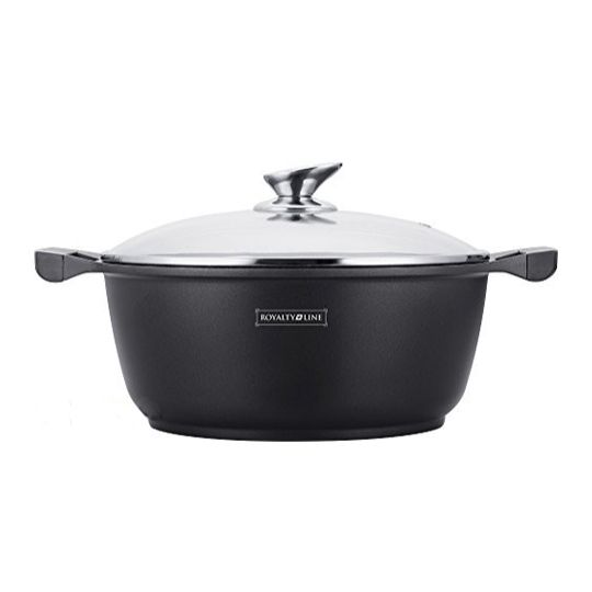 RL-BS30M Κατσαρόλα 30cm με Αντικολλητική Επίστρωση Μαρμάρου & Γυάλινο Καπάκι Royalty Line