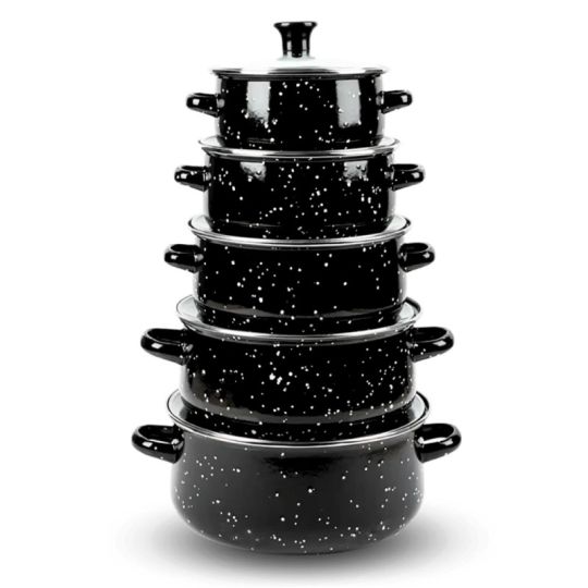 Σετ Αντικολλητικά Μαγειρικά Σκεύη 10τμχ από Ανοξείδωτο Ατσάλι με Εμαγιέ Επίστρωση Herzberg HG-04128