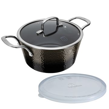 Berlinger Haus Κατσαρόλα 20cm με γυάλινο και πλαστικό καπάκι Shine Basalt Collection BH-6652