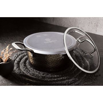 Berlinger Haus Κατσαρόλα 20cm με γυάλινο και πλαστικό καπάκι Shine Basalt Collection BH-6652 - 