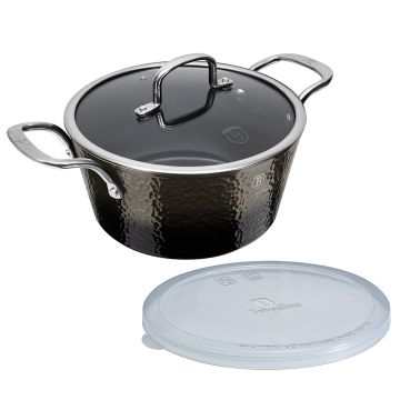 Berlinger Haus Κατσαρόλα 24cm με γυάλινο και πλαστικό καπάκι Shine Basalt Collection BH-6653