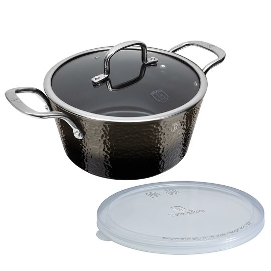 Berlinger Haus Κατσαρόλα 28cm με γυάλινο και πλαστικό καπάκι Shine Basalt Collection BH-6654