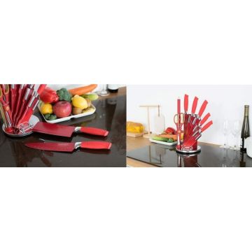 Royalty Line Σετ Μαχαίρια με Περιστρεφόμενη Βάση Στήριξης 360°, 8 τμχ Royalty Line RL-RED8W - 