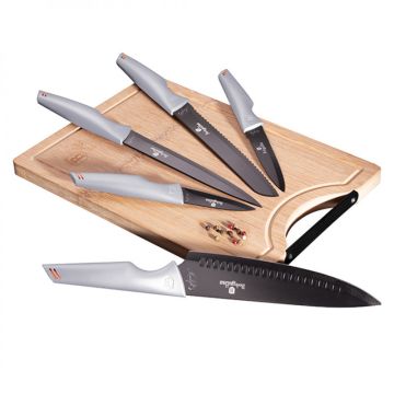 Berlinger Haus Σετ Μαχαίρια 6 τμχ από Ανοξείδωτο Ατσάλι με Βάση Κοπής Bamboo Moonlight Collection BH-2833