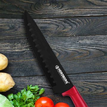 Herzberg Σετ μαχαίρια 8 τμχ από Ανοξείδωτο Ατσάλι με Περιστρεφόμενη Βάση Στήριξης 360°, HG-MSN8RD - 