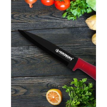 Herzberg Σετ μαχαίρια 8 τμχ από Ανοξείδωτο Ατσάλι με Περιστρεφόμενη Βάση Στήριξης 360°, HG-MSN8RD - 