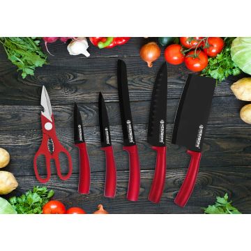 Herzberg Σετ μαχαίρια 8 τμχ από Ανοξείδωτο Ατσάλι με Περιστρεφόμενη Βάση Στήριξης 360°, HG-MSN8RD - 