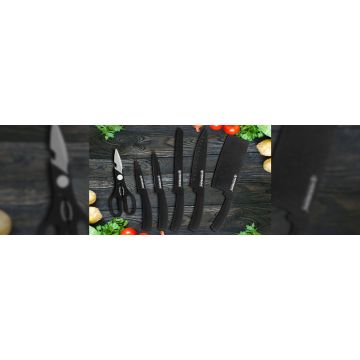 Herzberg Σετ μαχαίρια 8 τμχ από Ανοξείδωτο Ατσάλι με Περιστρεφόμενη Βάση Στήριξης 360°, HG-MSN8BLM - 