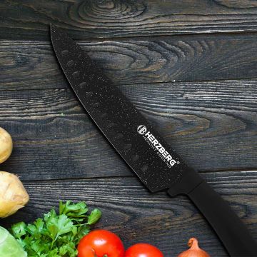 Herzberg Σετ μαχαίρια 8 τμχ από Ανοξείδωτο Ατσάλι με Περιστρεφόμενη Βάση Στήριξης 360°, HG-MSN8BLM - 