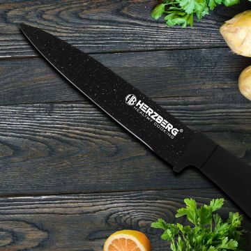 Herzberg Σετ μαχαίρια 8 τμχ από Ανοξείδωτο Ατσάλι με Περιστρεφόμενη Βάση Στήριξης 360°, HG-MSN8BLM - 