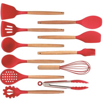 Σετ Εργαλεία Κουζίνας 12τμχ με Βάση Αποθήκευσης Κόκκινα Cheffinger UT12 - 