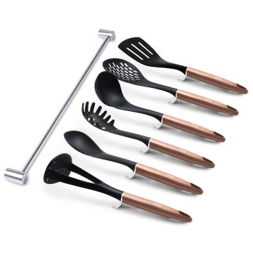 Berlinger Haus Σετ εργαλεία κουζίνας 7τμχ με επιτοίχια βάση, Metallic Line Rose Gold Edition BH-6328