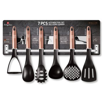 Berlinger Haus Σετ εργαλεία κουζίνας 7τμχ με επιτοίχια βάση, Metallic Line Rose Gold Edition BH-6328 - 