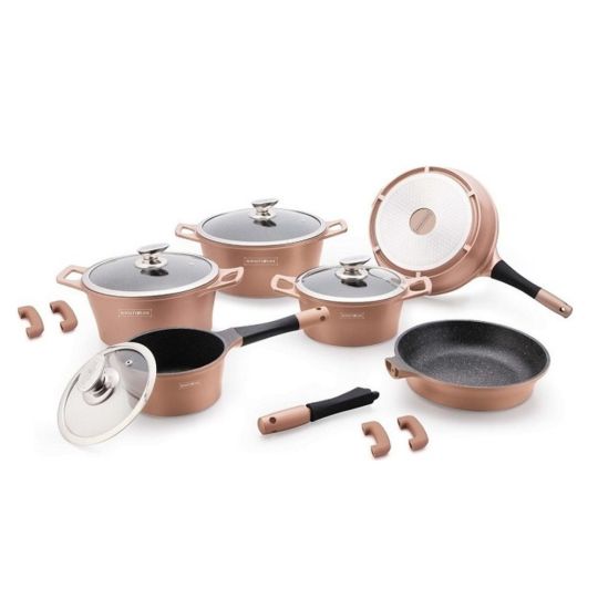 Royalty Line Σετ Μαγειρικά Σκεύη 14τμχ. Αντικολλητική Επίστρωση Μαρμάρου, Copper, RL-ES2014M-COP