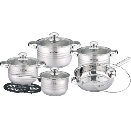 Σετ Μαγειρικά Σκεύη 12 τμχ από Ανοξείδωτο Ατσάλι Cheffinger SS1231