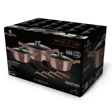 Berlinger Haus Σετ Μαγειρικά Σκεύη 10τμχ. με Τριπλή Μαρμάρινη Επίστρωση Rose Gold Collection BH-6151 - 