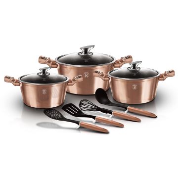 Berlinger Haus Σετ Μαγειρικά Σκεύη 10τμχ. με Τριπλή Μαρμάρινη Επίστρωση Rose Gold Collection BH-6151 - 