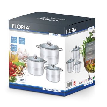 Zilan Σετ κατσαρόλες 6 τεμαχίων από ανοξείδωτο ατσάλι ZLN4045 - 