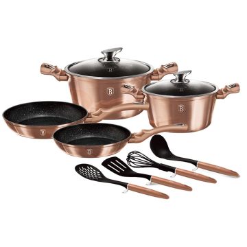 Berlinger Haus Σετ μαγειρικά σκεύη 10 τεμαχίων από σφυρήλατο αλουμίνιο με τριπλή μαρμάρινη επίστρωση  Metallic Rose Gold, BH-6142