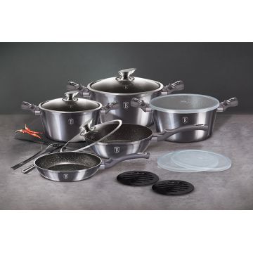 Berlinger Haus Σετ Αντικολλητικά Μαγειρικά Σκεύη 13τμχ. Metallic Grey Line BH-6886 - 