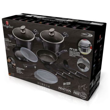 Berlinger Haus Σετ μαγειρικά σκεύη 13 τεμαχίων από σφυρήλατο αλουμίνιο με τριπλή μαρμάρινη επίστρωση Metallic Dark Grey BH-7059 - 