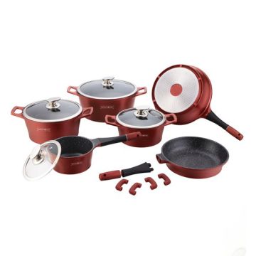 Royalty Line Σετ Μαγειρικά Σκεύη 14τμχ με Αντικολλητική Επίστρωση Μαρμάρου, Βουργουνδί, RL-ES1014M-BUR