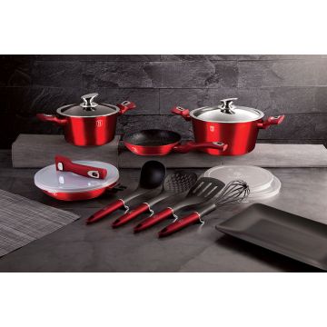 Berlinger Haus Σετ αντικολλητικά μαγειρικά σκεύη 13 τεμαχίων με αντικολλητική επίστρωση Metallic Line Burgundy Edition BH-7057 - 