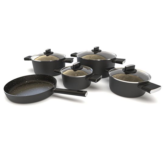 Zilan Σετ αντικολλητικά μαγειρικά σκεύη 9 τμχ με επίστρωση μαρμάρου ZLN0942