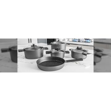 Zilan Σετ αντικολλητικά μαγειρικά σκεύη 9 τμχ με επίστρωση μαρμάρου ZLN0942 - 