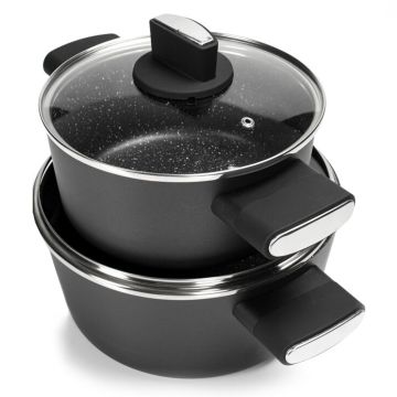 Zilan Σετ αντικολλητικά μαγειρικά σκεύη 7 τμχ με επίστρωση μαρμάρου ZLN0959 - 