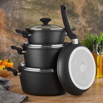 Zilan Σετ αντικολλητικά μαγειρικά σκεύη 7 τμχ με επίστρωση μαρμάρου ZLN3277 - 