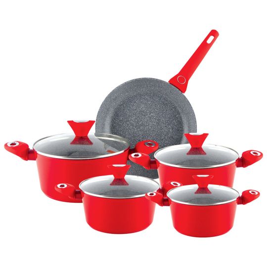 Zilan Σετ αντικολλητικά μαγειρικά σκεύη 9 τμχ με επίστρωση μαρμάρου ZLN3260