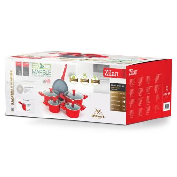 Zilan Σετ αντικολλητικά μαγειρικά σκεύη 9 τμχ με επίστρωση μαρμάρου ZLN3260 - 
