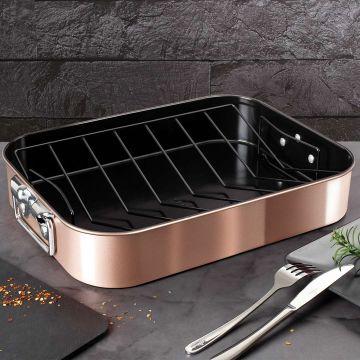 Berlinger Haus Αντικολλητικό Ταψί με σχάρα Metallic Line Rose Gold Edition BH-7845 - 