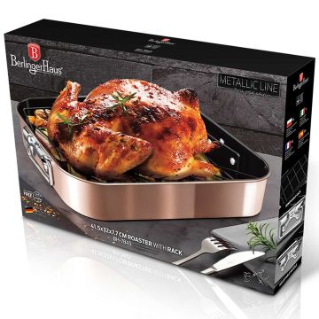 Berlinger Haus Αντικολλητικό Ταψί με σχάρα Metallic Line Rose Gold Edition BH-7845 - 