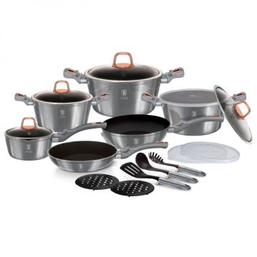 Berlinger Haus Σετ μαγειρικά σκεύη και εργαλεία κουζίνας 18 τμχ με τριπλή επίστρωση titan, Moonlight Collection BH-7037