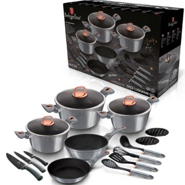 Berlinger Haus Σετ μαγειρικά σκεύη και εργαλεία κουζίνας 17 τμχ με τριπλή επίστρωση titan, Moonlight Collection BH-7044 - 