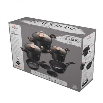 Berlinger Haus Σετ μαγειρικά σκεύη και εργαλεία κουζίνας 10 τμχ με τριπλή επίστρωση μαρμάρου, Black Rose Collection BH-8168 - 