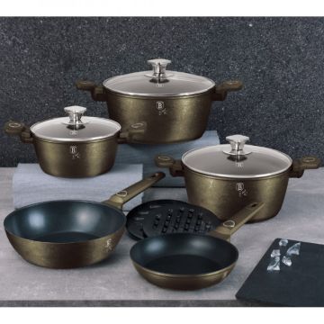 Berlinger Haus Σετ μαγειρικά σκεύη και εργαλεία κουζίνας 10 τμχ με τριπλή επίστρωση titan, Crystal Collection BH-7773