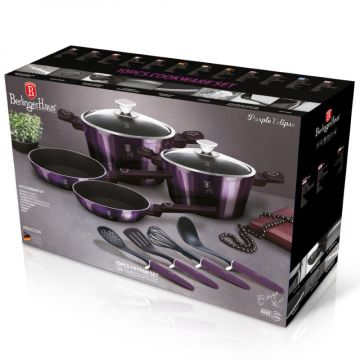 Berlinger Haus Σετ μαγειρικά σκεύη και εργαλεία κουζίνας 10 τμχ με τριπλή επίστρωση titan, Purple Eclipse Collection BH-7140 - 