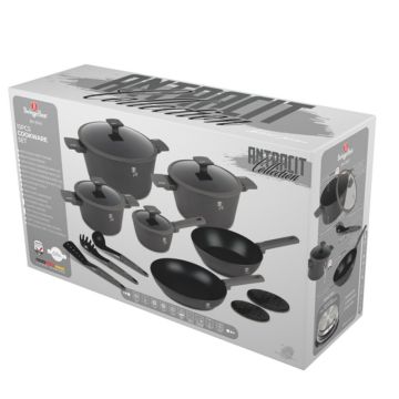 Berlinger Haus Σετ μαγειρικά σκεύη και εργαλεία κουζίνας 15 τμχ με τριπλή επίστρωση titan, Anthracite Collection BH-8141 - 