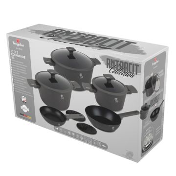 Berlinger Haus Σετ μαγειρικά σκεύη και εργαλεία κουζίνας 10 τμχ με τριπλή επίστρωση titan, Anthracite Collection BH-8140 - 