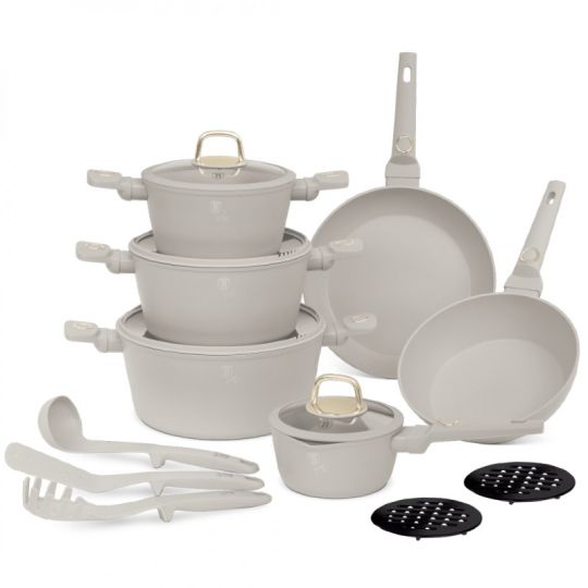 Berlinger Haus Σετ μαγειρικά σκεύη και εργαλεία κουζίνας 15 τμχ με τριπλή επίστρωση titan, Sahara Collection BH-8081