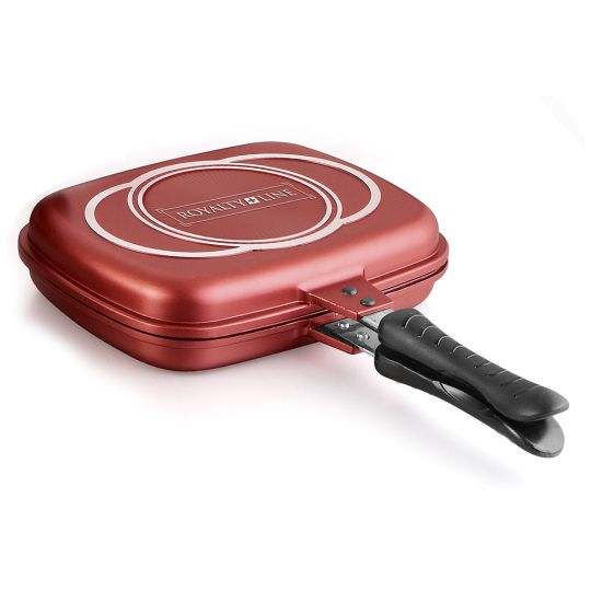 Royalty Line RL-DF28M-BURGUNDY Διπλό Τηγάνι 28cm με Επίστρωση Μαρμάρου