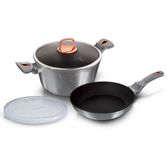 Berlinger Haus Σετ κατσαρόλα και τηγάνι με γυάλινο και πλαστικό καπάκι Moonlight Collection BH-6070