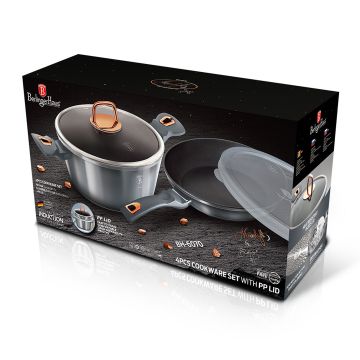 Berlinger Haus Σετ κατσαρόλα και τηγάνι με γυάλινο και πλαστικό καπάκι Moonlight Collection BH-6070 - 