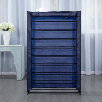 Herzberg Υφασμάτινη παπουτσοθήκη 9 ραφιών για αποθήκευση έως και 50 ζευγαριών μπλε HG-8077BLU - 