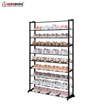 Herzberg Υφασμάτινη παπουτσοθήκη 9 ραφιών για αποθήκευση έως και 50 ζευγαριών μπλε HG-8077BLU - 